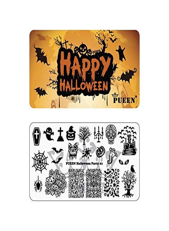 PUEEN Nail Art Stamping Plate  Halloween Party 01  Theme Park Collection 125X65Mm Unique Nailart Polish Stamping Manicure Image Plates Accessories Kit  Bh000725 - Image 1