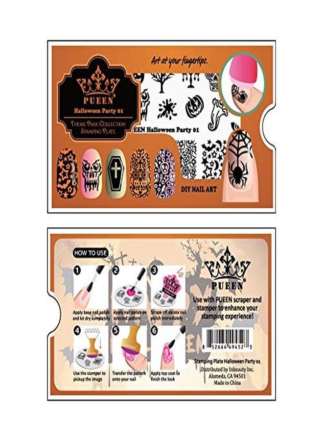 PUEEN Nail Art Stamping Plate  Halloween Party 01  Theme Park Collection 125X65Mm Unique Nailart Polish Stamping Manicure Image Plates Accessories Kit  Bh000725 - Image 3