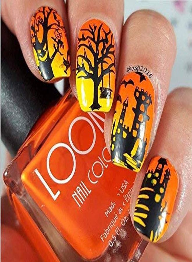 PUEEN Nail Art Stamping Plate  Halloween Party 01  Theme Park Collection 125X65Mm Unique Nailart Polish Stamping Manicure Image Plates Accessories Kit  Bh000725 - Image 5