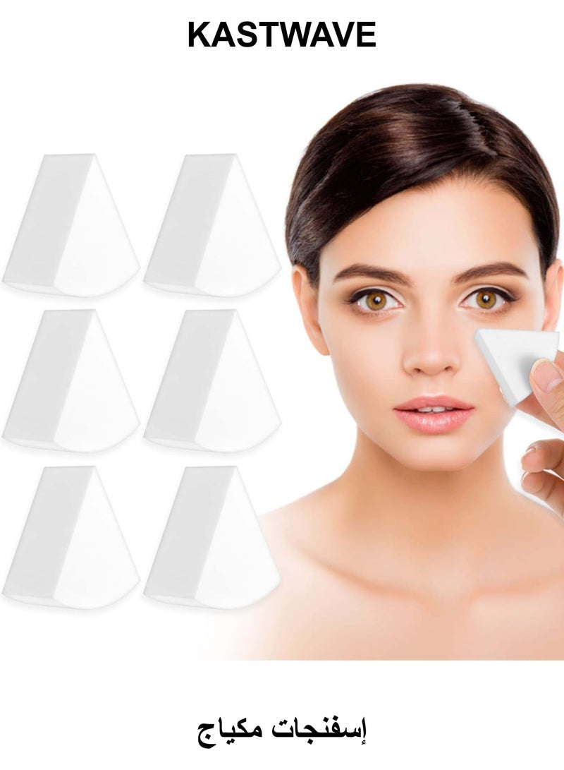 كاست ويف إسفنجات تجميل للمكياج، 6 قطع إسفنجات رسم للوجه قابلة لإعادة الاستخدام، إسفنجات مثلثة الشكل لمزج كريم الأساس الناعم لإخفاء العيوب، مجموعة فناني التجميل - Image 1