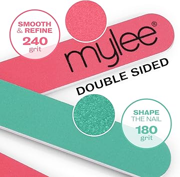 Mylee DoubleSided Nail Files Pack of 3 Professional Manicure Prep Tool to Shape and Repair 180240 Grit to File and Contour Suitable for Acrylic Natural Nails and Gel Polish Removal - Image 2