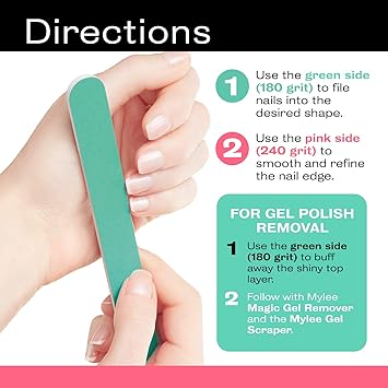 Mylee DoubleSided Nail Files Pack of 3 Professional Manicure Prep Tool to Shape and Repair 180240 Grit to File and Contour Suitable for Acrylic Natural Nails and Gel Polish Removal - Image 4