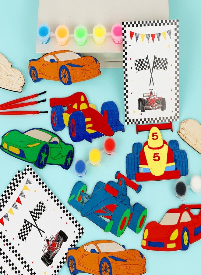 LARDUX 24PCS Race Car Party Favors, DIY Wooden Cars Party Favors Painting Kit, Glow-in-the-Dark Arts & Crafts Birthday Decorations & Goodie Bag Stuffers for Kids Boys & Girls - Image 3