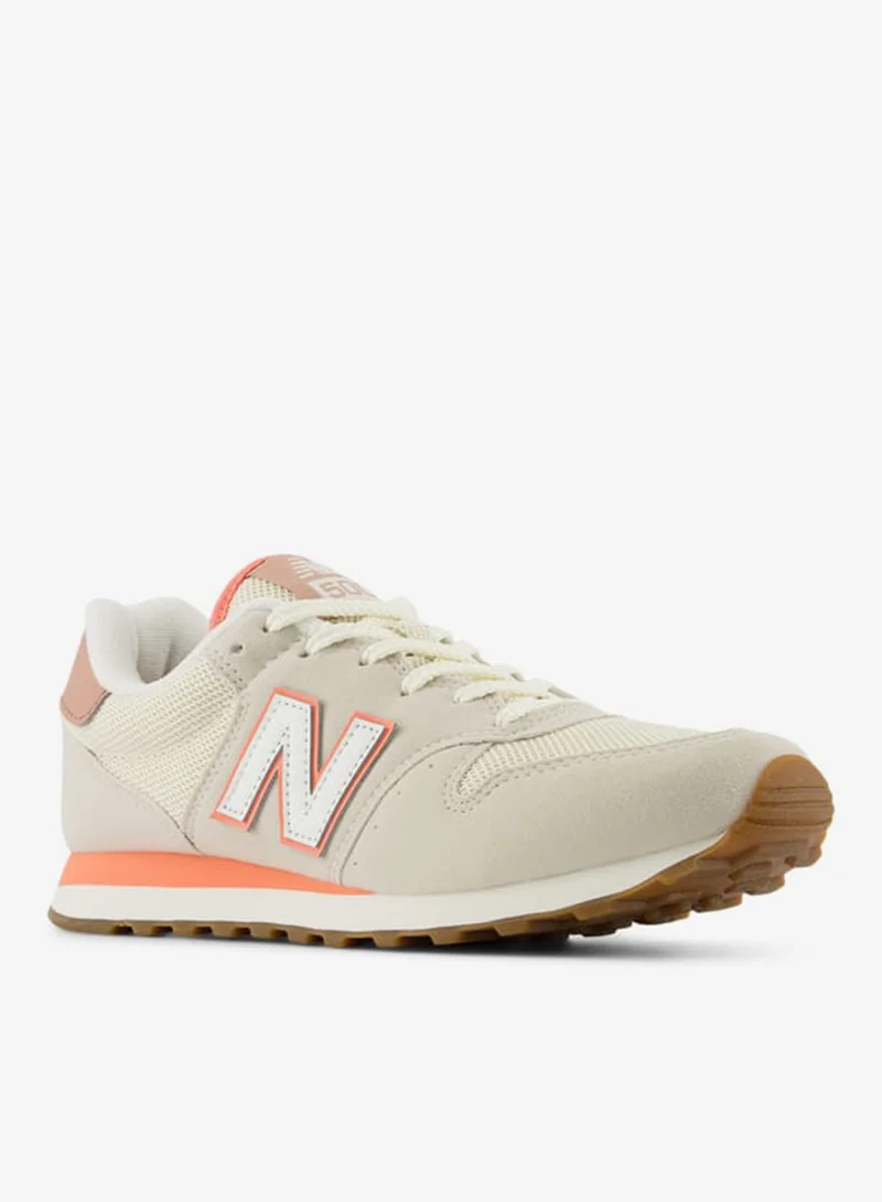 Women's Panelled Sneakers with Lace-Up Closure - 500