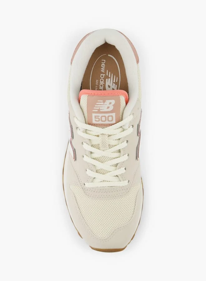 New Balance Women's Panelled Sneakers with Lace-Up Closure - 500