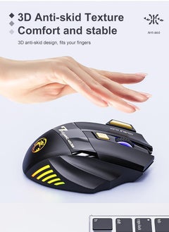 iMice Wireless Bluetooth mouse, 2.4G dual mode (Bluetooth +USB) silent mouse, dazzling light effect, 3200 DPI gaming mouse, 7 ons, rechargeable, suitable for Windows, Mac (X7 black)  - Image 5
