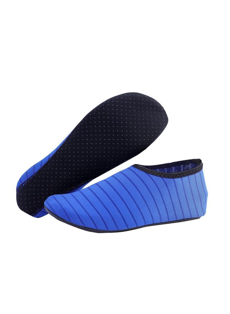 Loquat Men/Women Stripe Beach Shoes, Socks, Soft Soles, Quick Drying, Anti Slip, Anti Cutting, And Wading Shoes Blue 