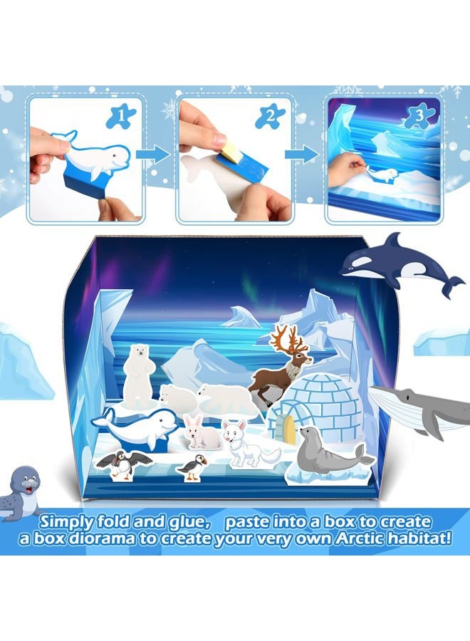 Watersay Papercraft Polar Animal Diorama Project Set Paper Polar Habitat Craft Activity Arctic Animal Habitat Diorama for Gifts Office Project Birthday Party - Image 3