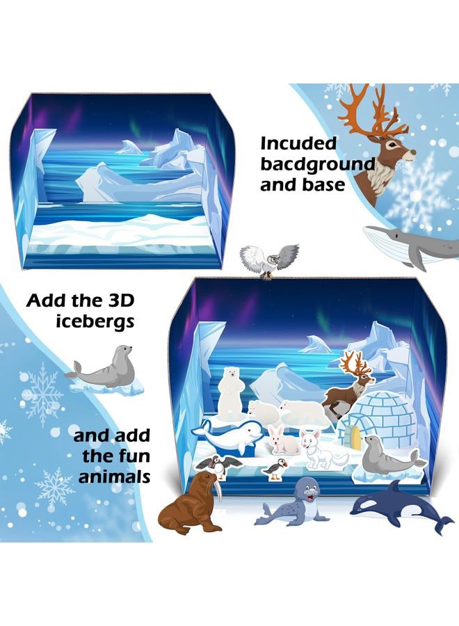 Watersay Papercraft Polar Animal Diorama Project Set Paper Polar Habitat Craft Activity Arctic Animal Habitat Diorama for Gifts Office Project Birthday Party - Image 5