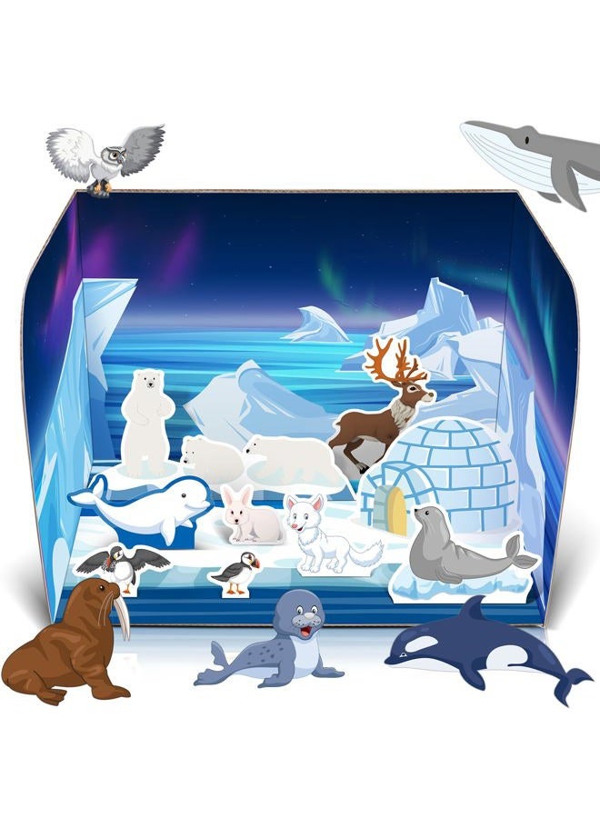 Watersay Papercraft Polar Animal Diorama Project Set Paper Polar Habitat Craft Activity Arctic Animal Habitat Diorama for Gifts Office Project Birthday Party - Image 1