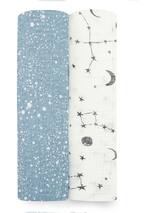 aden + anais Aden + Anais™ essentials silky soft 2 pack swaddle blanket cosmic galaxy  - Image 1