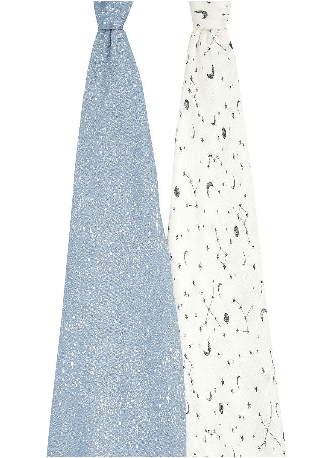 aden + anais Aden + Anais™ essentials silky soft 2 pack swaddle blanket cosmic galaxy  - Image 2