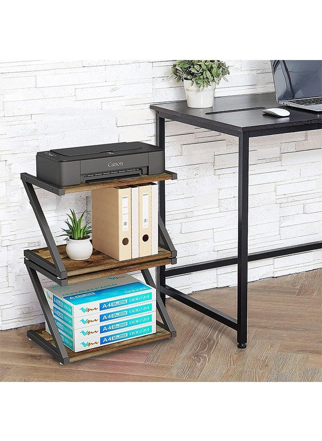LENND Rustic Wood Desktop Printer Stand- Home Printer Stands Table Top, 2 Tier Vintage Printer Table Desk Space Organizer for Office Fax Machine, Scanner, Files, Books with Adjustable Anti-Skid Feet  - Image 3
