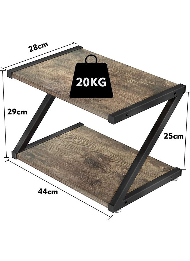LENND Rustic Wood Desktop Printer Stand- Home Printer Stands Table Top, 2 Tier Vintage Printer Table Desk Space Organizer for Office Fax Machine, Scanner, Files, Books with Adjustable Anti-Skid Feet  - Image 4
