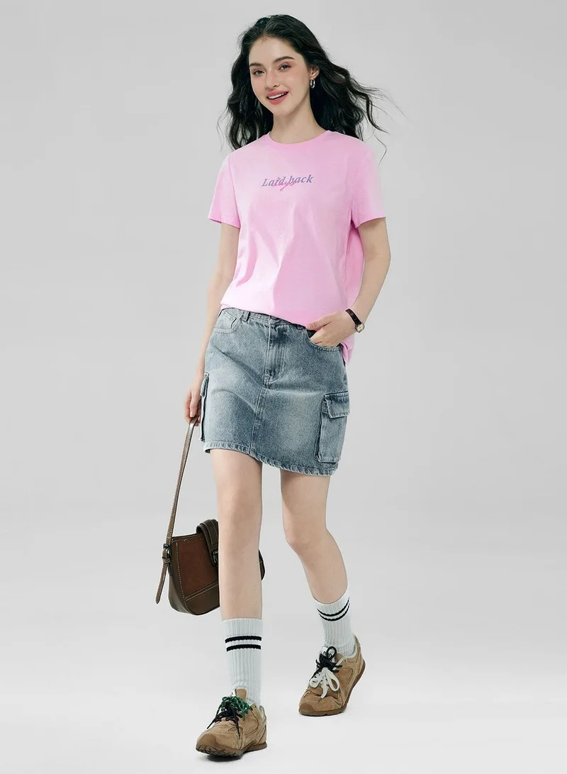 جيوردانو Women’s Cotton Crew Neck Printed Comfort Tee
