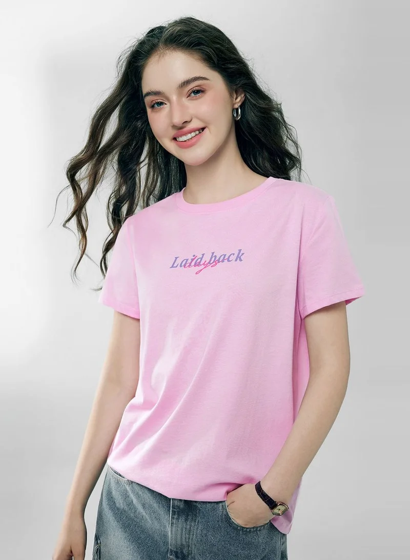جيوردانو Women’s Cotton Crew Neck Printed Comfort Tee
