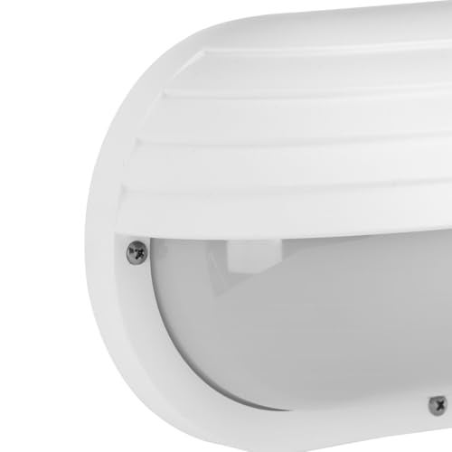 Progress Lighting 1-Light UV Stabilized Ribbed Frosted Polycarbonate Shade Modern Outdoor 10-1/2" Wall or Ceiling Light, Bulkheads Collection, Outdoor, P5706-30, White - Image 5