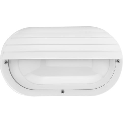 Progress Lighting 1-Light UV Stabilized Ribbed Frosted Polycarbonate Shade Modern Outdoor 10-1/2" Wall or Ceiling Light, Bulkheads Collection, Outdoor, P5706-30, White - Image 4