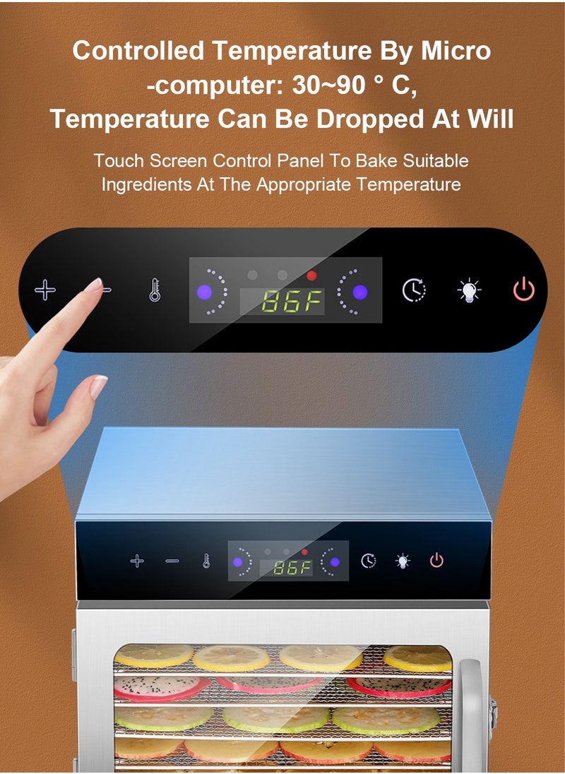 ET-LIFE - Food Dehydrator, 8 Stainless Steel Trays Dehydrators for Food and Jerky, Herbs, Fruit, Dehydrator Machine with Digital Timer and Temperature Control, Overheat Protection, Recipe Book Included - Image 1