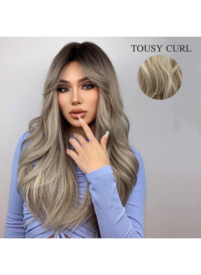 Esmee باروكة نسائية طبيعية مصنوعة من شعر صناعي مقاوم للحرارة بطول 24 بوصة مع تدرج بني نحاسي إلى رمادي فضي، مثالية للاستخدام اليومي والحفلات وكوسبلاي - Image 3