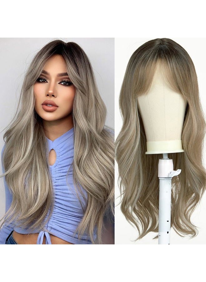 Esmee باروكة نسائية طبيعية مصنوعة من شعر صناعي مقاوم للحرارة بطول 24 بوصة مع تدرج بني نحاسي إلى رمادي فضي، مثالية للاستخدام اليومي والحفلات وكوسبلاي - Image 1