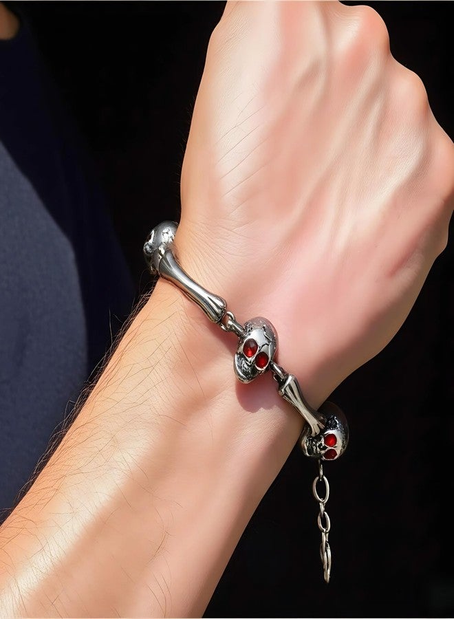 THE MEN THING DARKCOIL SKULL - Pure Stainless Steel Bracelet with C Hook Clasps for Men & Boy (8 inch) - Image 2