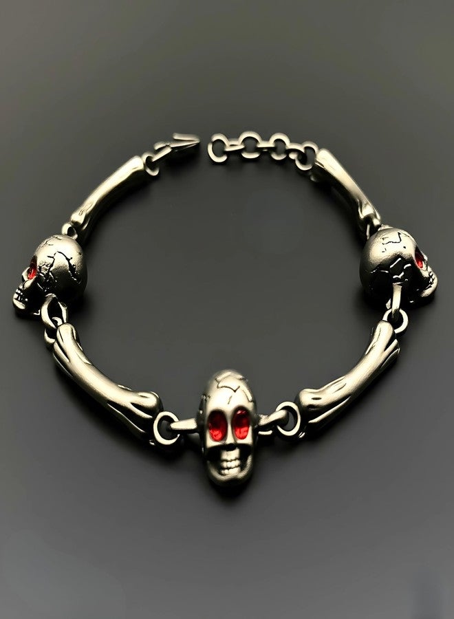 THE MEN THING DARKCOIL SKULL - Pure Stainless Steel Bracelet with C Hook Clasps for Men & Boy (8 inch) - Image 3