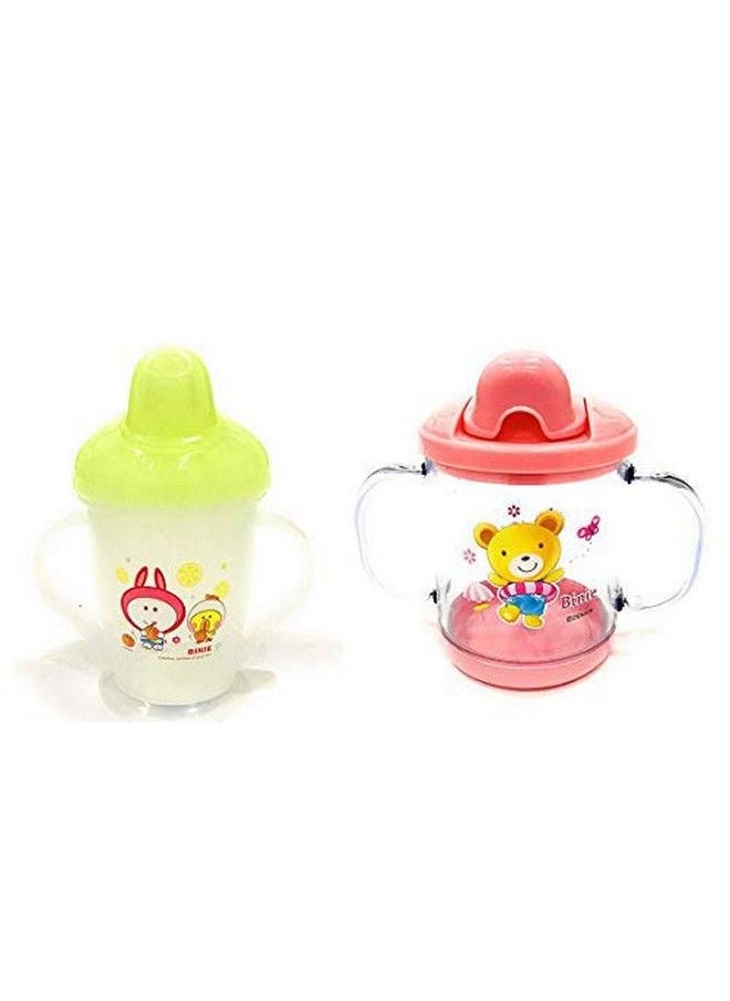 The Little Lookers Bpa Free Unbreakable Sippy Cup (Sipper Mugs For Kids Children Babies Infants) Spout Infant Pp Water Juice Training Sipper Cup With Handles 200 Ml(Green & Pink)  - Image 1