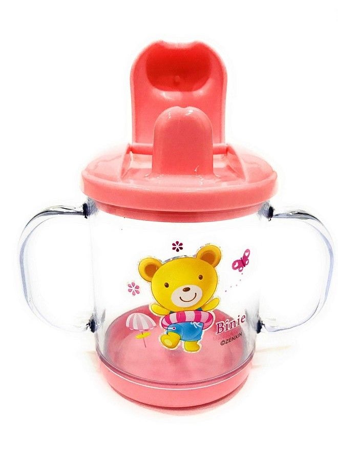 The Little Lookers Bpa Free Unbreakable Sippy Cup (Sipper Mugs For Kids Children Babies Infants) Spout Infant Pp Water Juice Training Sipper Cup With Handles 200 Ml(Green & Pink)  - Image 4