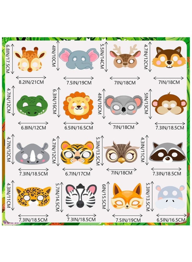 Felt Jungle Animal Masks for Kids, 16 Pcs Animal Party Masks Set - Jungle Animal Felt Masks, Jungle Safari Party Mask & Safari Animal Face Masks, for Jungle Animal Party Decorations Supplies  - Image 2