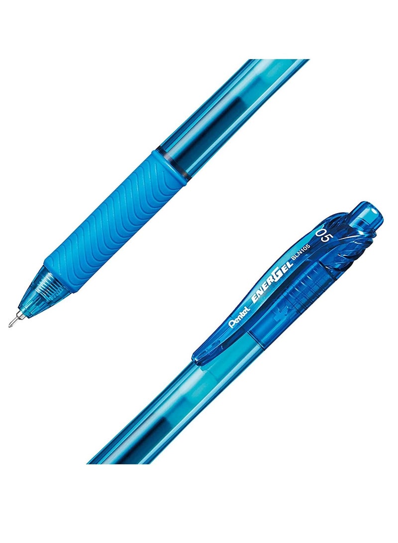 Pentel قلم حبر جل إينرجيل 12 قطعة رأس 0.5 مم حبر أزرق سماوي - Image 3