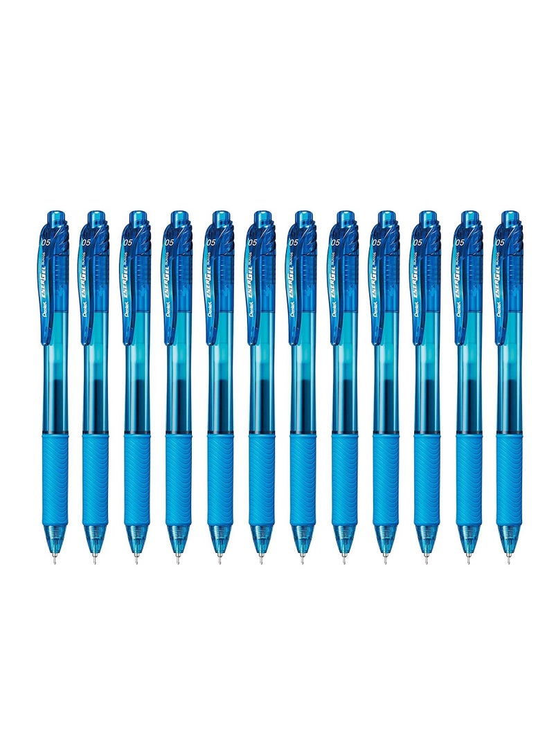 Pentel قلم حبر جل إينرجيل 12 قطعة رأس 0.5 مم حبر أزرق سماوي - Image 1