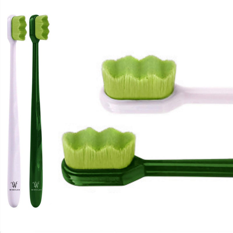 Wimolek Extra Soft Toothbrush for Sensitive Gums and Teeth. Micro Nano Toothbrushes with 20,000 Ultra Soft Aloe Infused Bristles. Excellent Cleaning Effect (2 Pack) (Aloe Wave Bristle) - Image 1