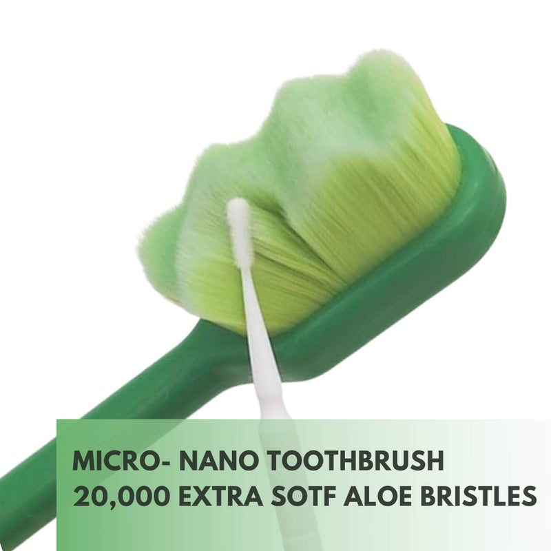Wimolek Extra Soft Toothbrush for Sensitive Gums and Teeth. Micro Nano Toothbrushes with 20,000 Ultra Soft Aloe Infused Bristles. Excellent Cleaning Effect (2 Pack) (Aloe Wave Bristle) - Image 2
