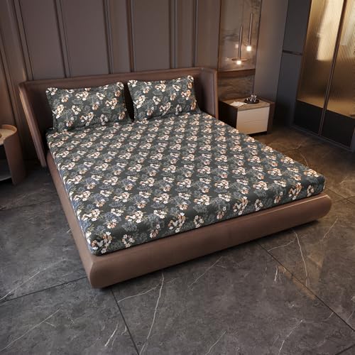 Divine Casa 144 TC 100% Cotton King Bedsheet Set with 2 Pillow Covers | Soft and Breathable | Graphite Shade - King Bed (270 X 270 cm) - Image 1