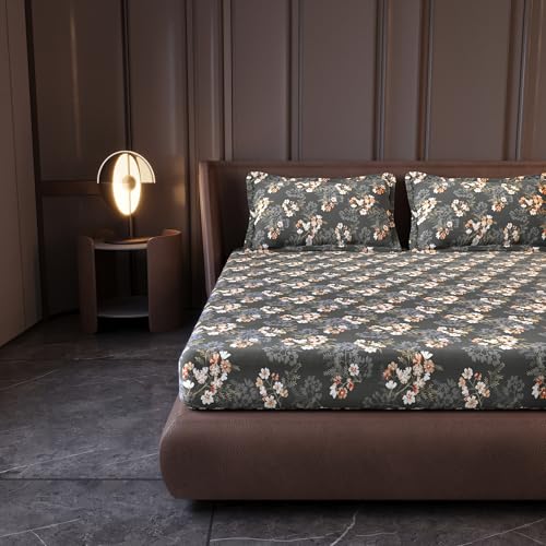 Divine Casa 144 TC 100% Cotton King Bedsheet Set with 2 Pillow Covers | Soft and Breathable | Graphite Shade - King Bed (270 X 270 cm) - Image 3