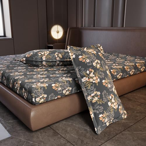 Divine Casa 144 TC 100% Cotton King Bedsheet Set with 2 Pillow Covers | Soft and Breathable | Graphite Shade - King Bed (270 X 270 cm) - Image 4