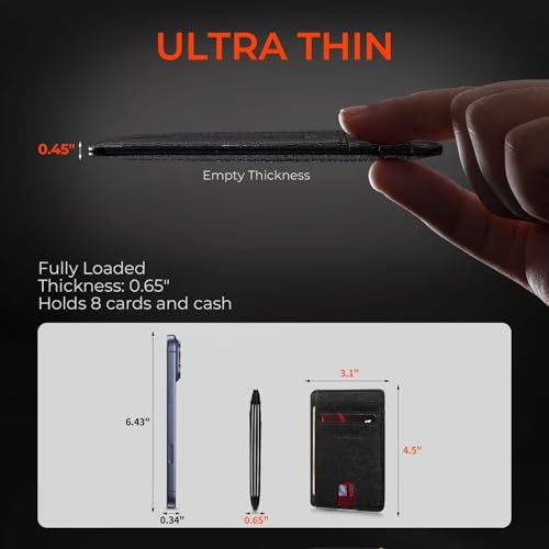 RUNBOX Slim ID Cases Minimalist Front Pocket RFID Blocking Leather Wallets for Men and Women Card Holder Wallets Gifts for men - Image 5