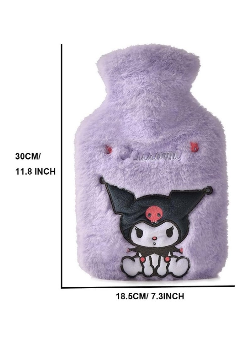 general Cute kuromi hot water bottle with plush lid, 1L rubber hot water bottle for hot and cold compresses, hand warmer, pain relief - Image 4