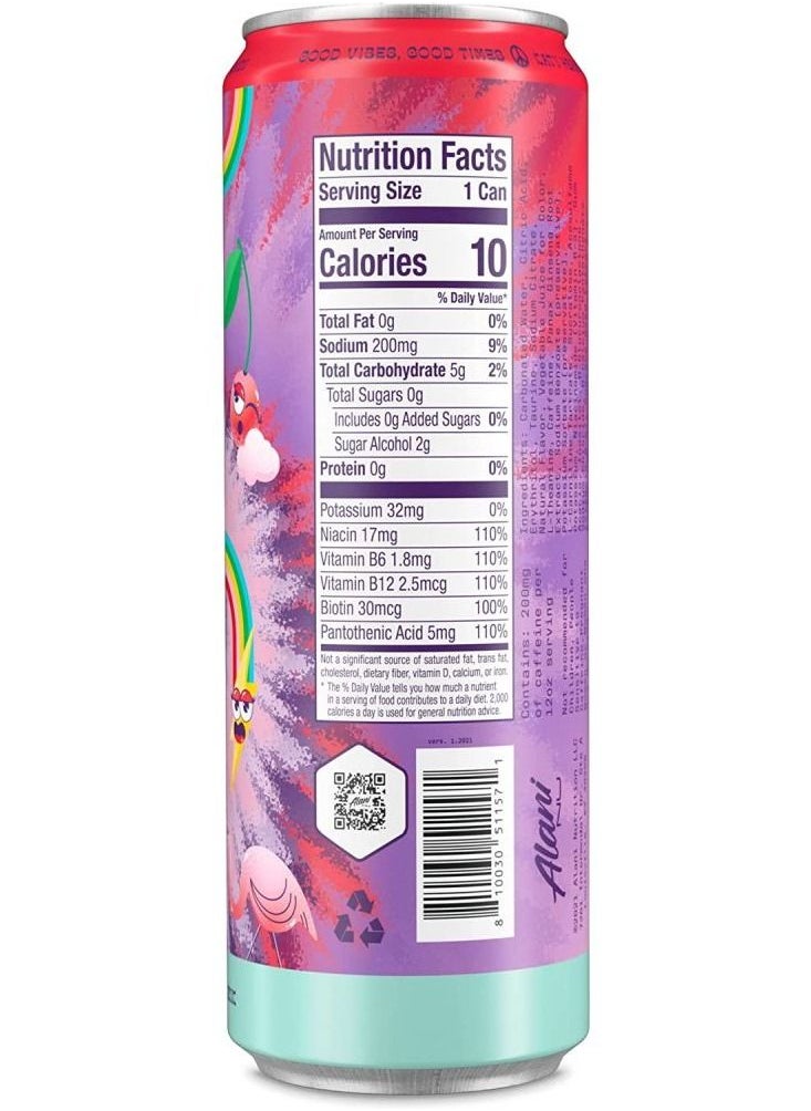 Alani Nu - Alani Nu Sugar-Free Energy Drink Pre-Workout Performance Electric Tie Dye (Pack of 12) - Image 1