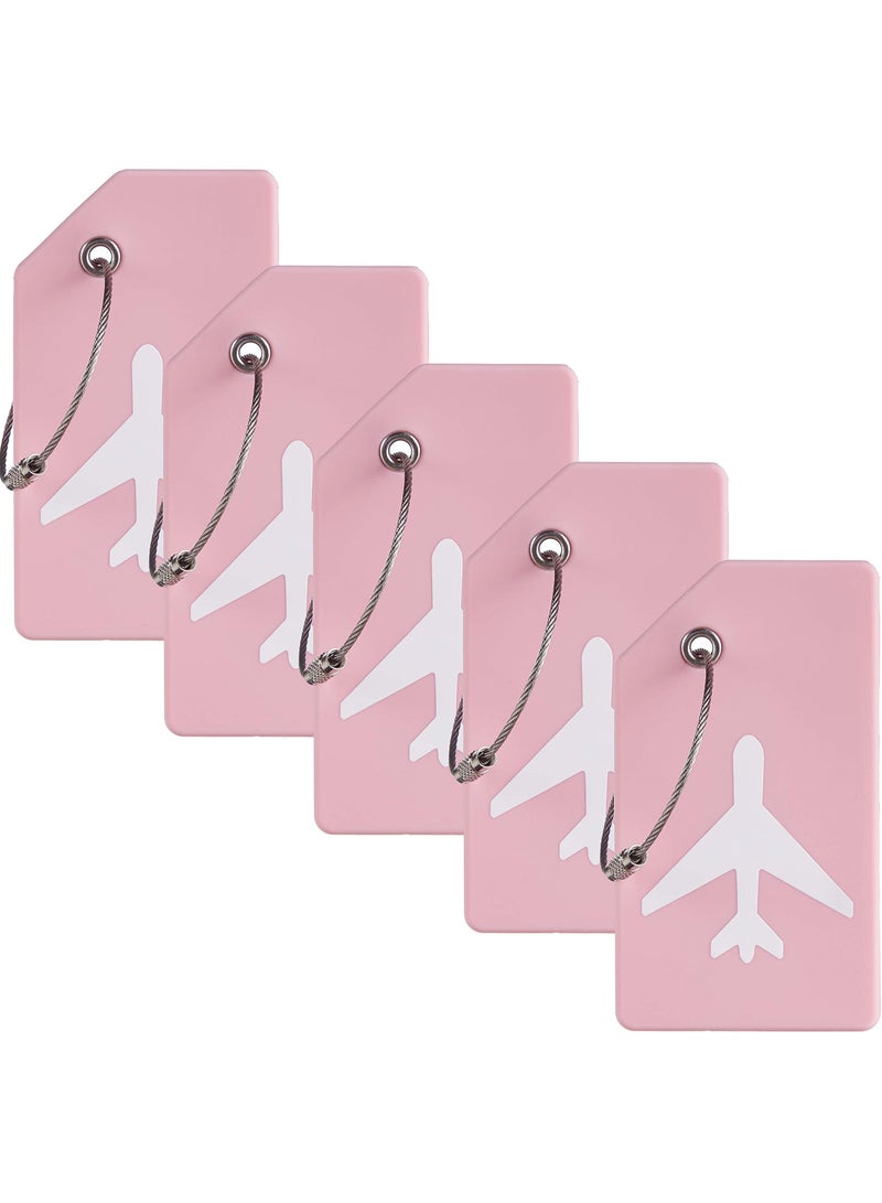 KASTWAVE 5 Pack Silicone Luggage Tag, With Name ID Card Quickly Spot Luggage Suitcase, Anti-lost Tag, Pink - Image 1