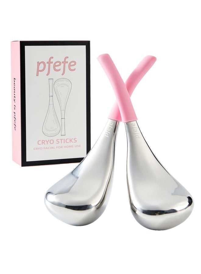 Pfefe Cryo Sticks Facial Skin Care Ice Globes for Women Face Eyes, Stainless Steel Face Beauty Tools for Girls Ladies, Esthetician Supplies Cooling Spa Globes with Storage Case - Image 1