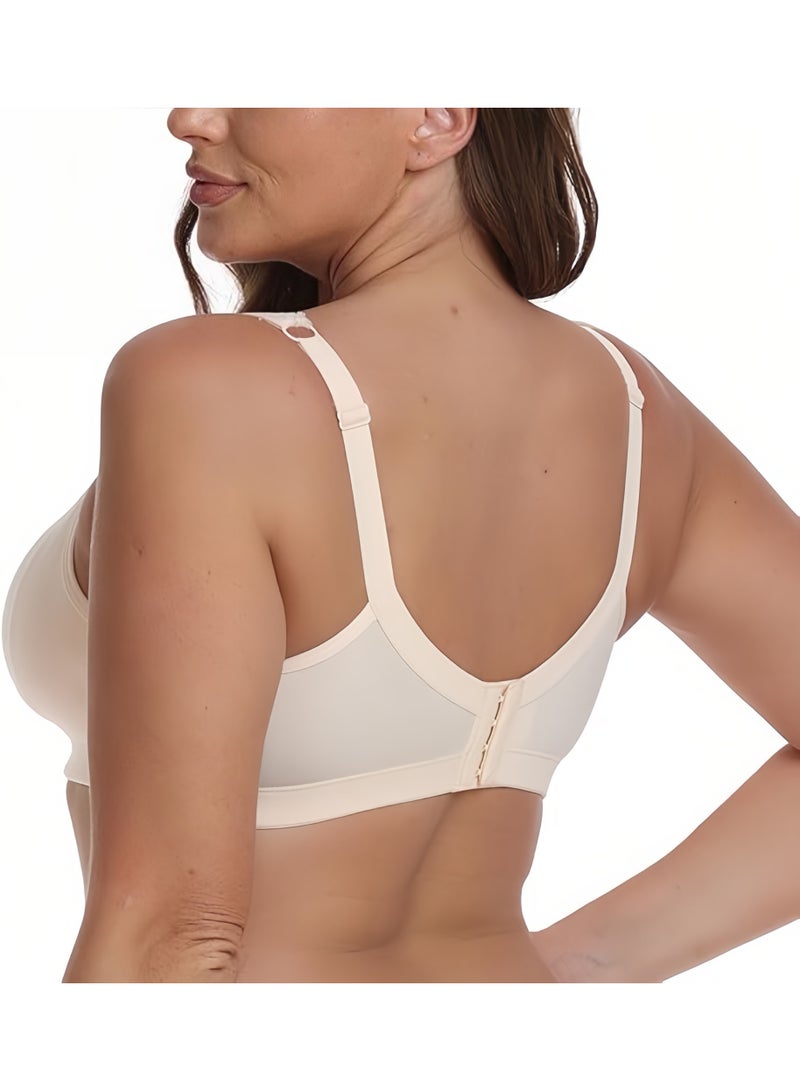 Women's Plus Size Soft Cotton Lace Bra Full Coverage Wirefree Non-Padded - Image 5