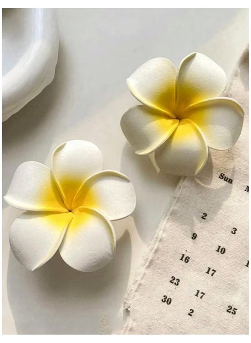 2 Pieces Women's Hair Clip Shaped Like Plumeria Flower For Stylish Daily Hair, Suitable For Securing Small Hair Strands - Image 1