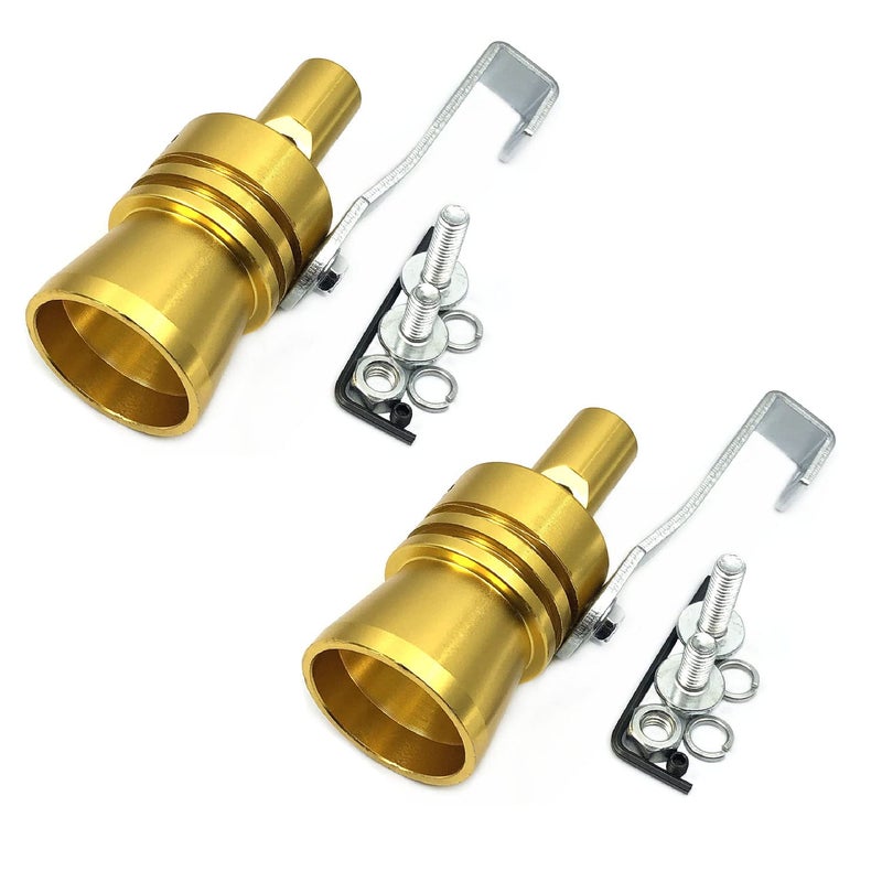 DEVMO 2pcs XL Size Aluminum Alloy Universal Turbo Sound Exhaust Muffler Pipe Whistle Car Roar Maker XLGold