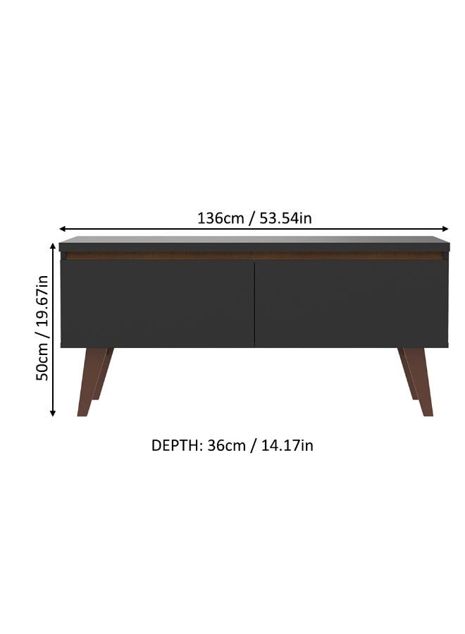 ماديسا TV Stand with 2 Doors, for TVs up to 55 Inches, Wood, 136 W x 50 H x 36 Cm D – Black - Image 2
