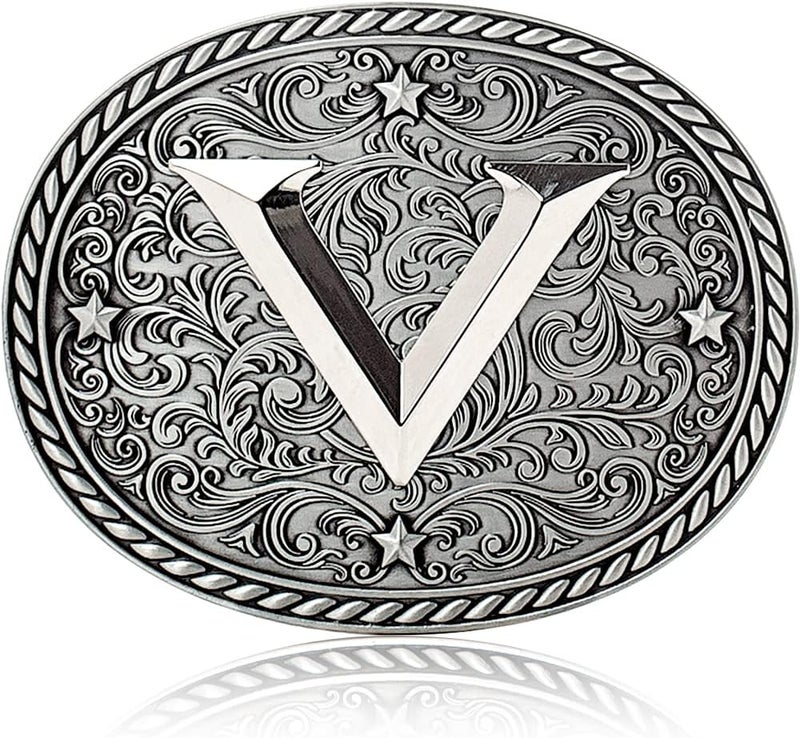 Itera Western Cowboy/Cowgirl Initial Belt Buckle-Silver- Large Letter Buckles for Men and Women - Custom Girls/Boys - Image 1