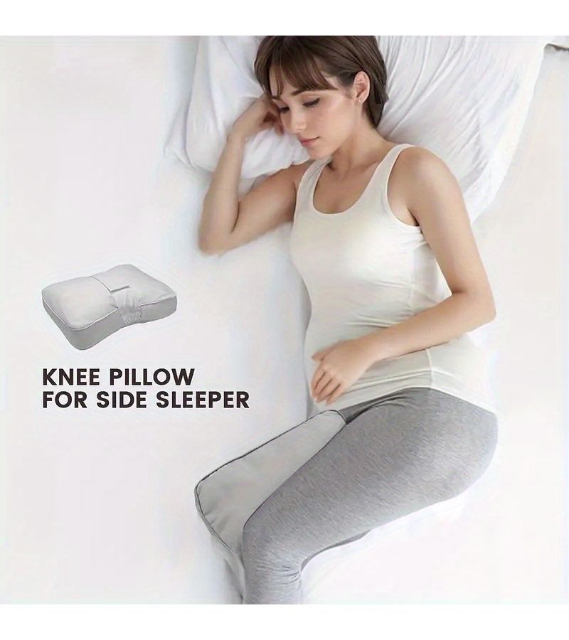 White Plaid Knee Cushion Leg Support Pillow for Side Sleepers with Straps 11.81 by 9.45 by 1.97 Inch - Image 3