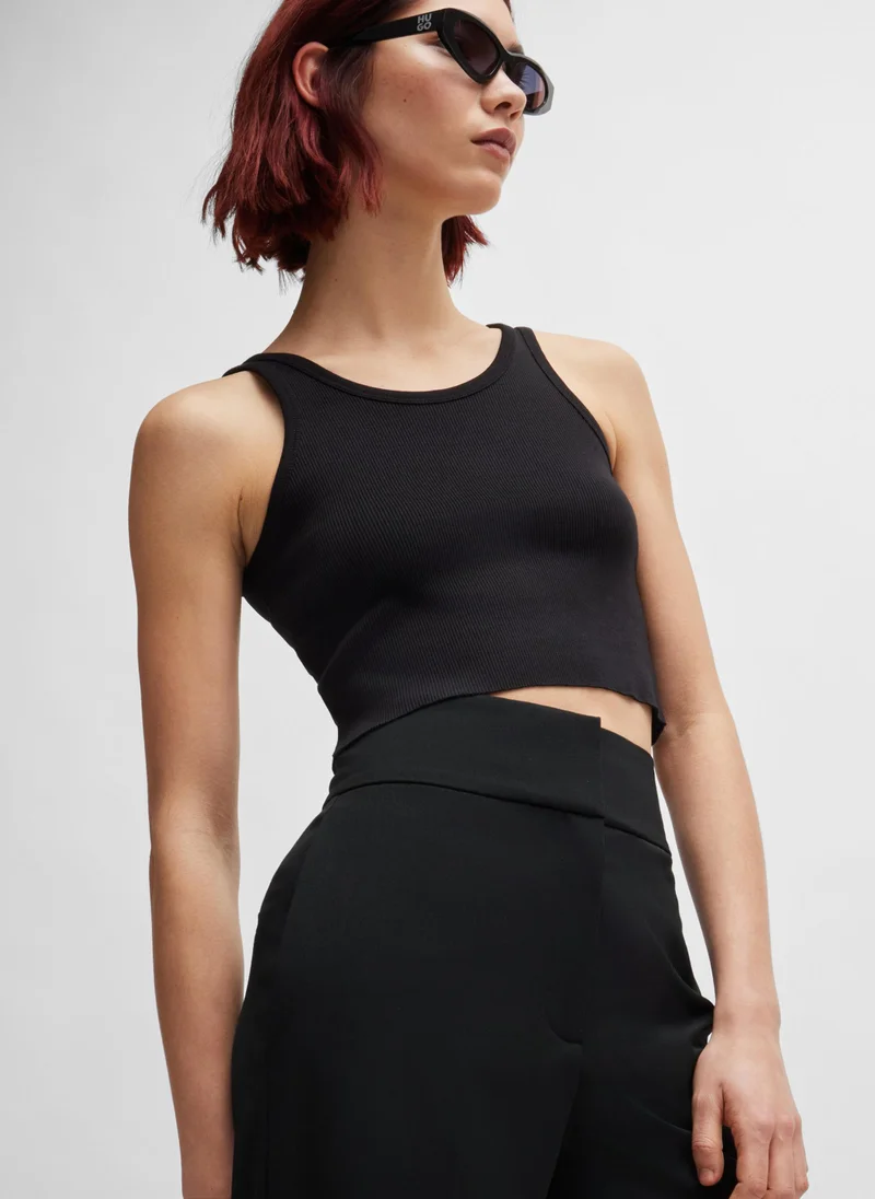 HUGO High-waisted regular-fit trousers with flared leg