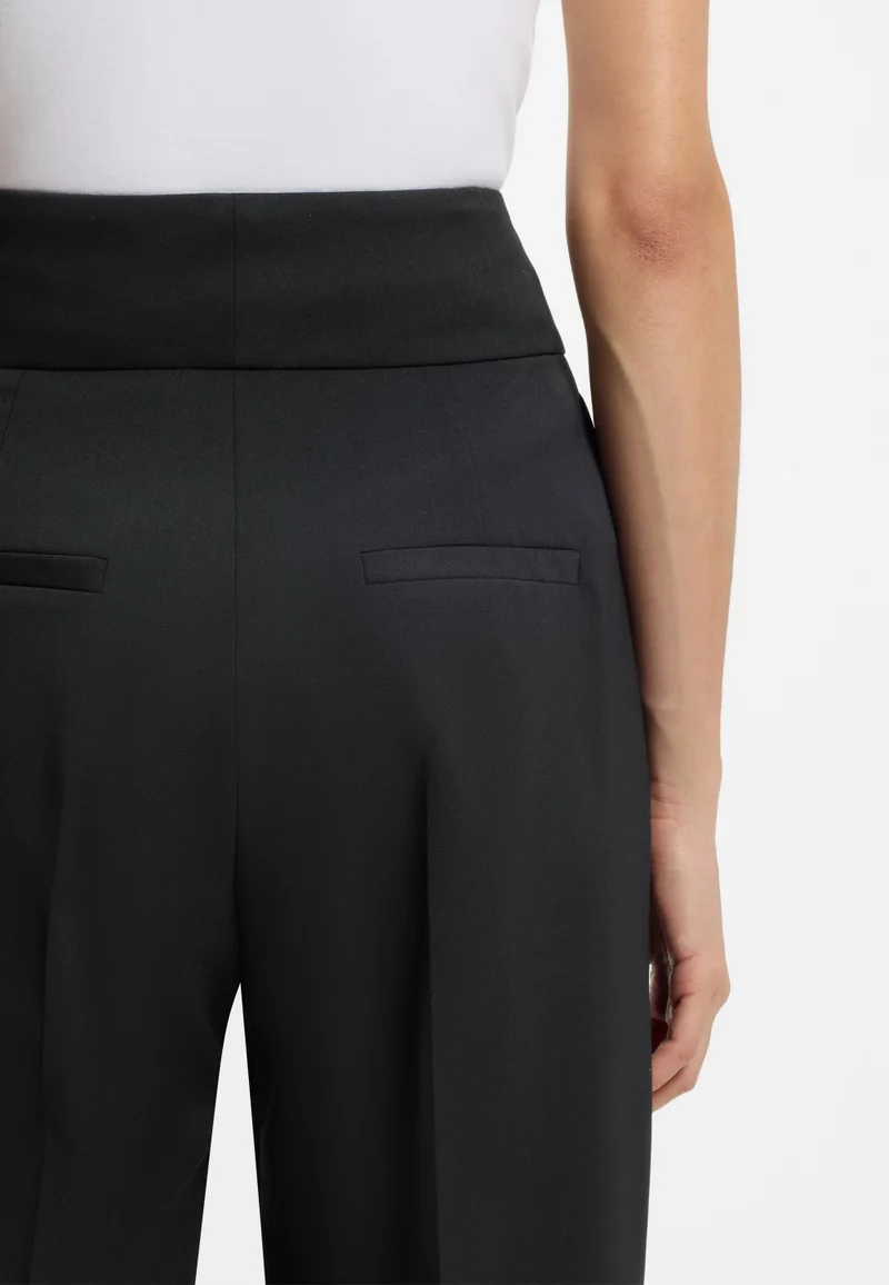 HUGO Black High-waisted regular-fit trousers with flared leg for Women | Best Price UAE
